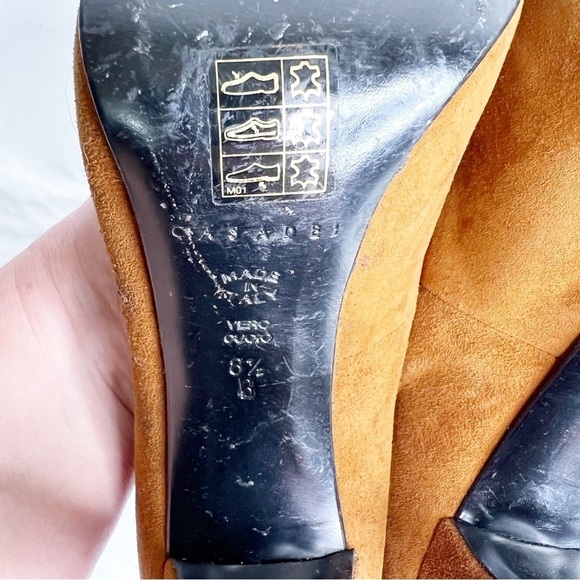 Casadei Suede Peep Toe Heels - Picture 4 of 6